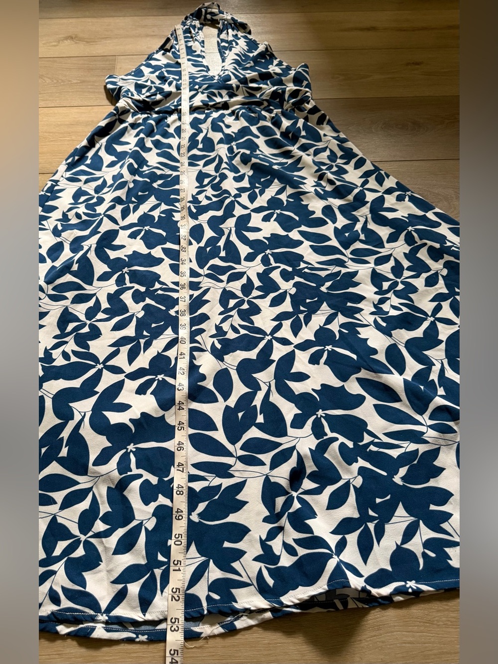 SHEIN Cross Halter Neck Plant Pattern Maxi Dress EUC - Picture 3 of 5